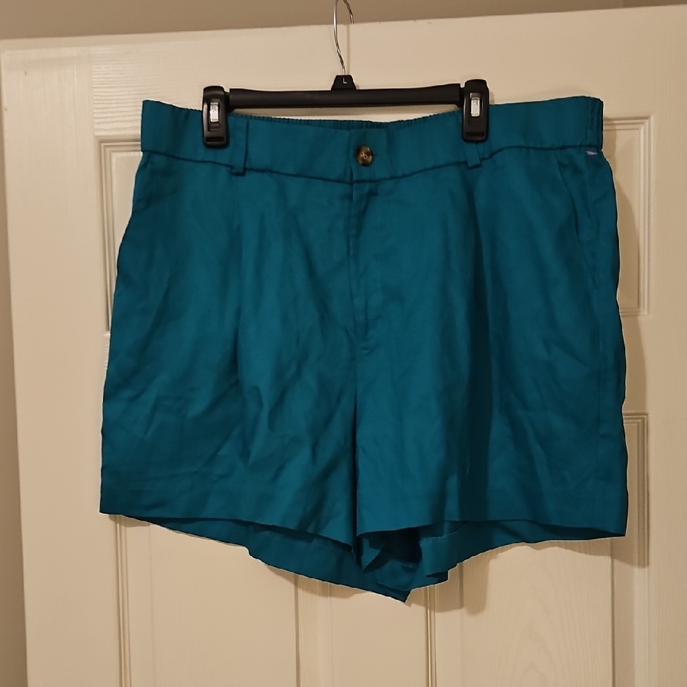 Torrid Studio Linen High Waisted Teal Shorts